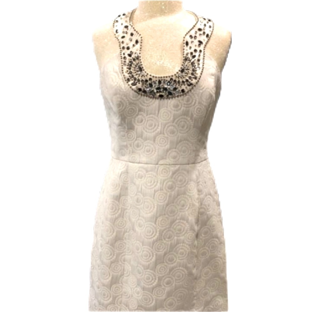 NWT Laundry by Shelli Segal Metallic Thread Beaded Halter Dress